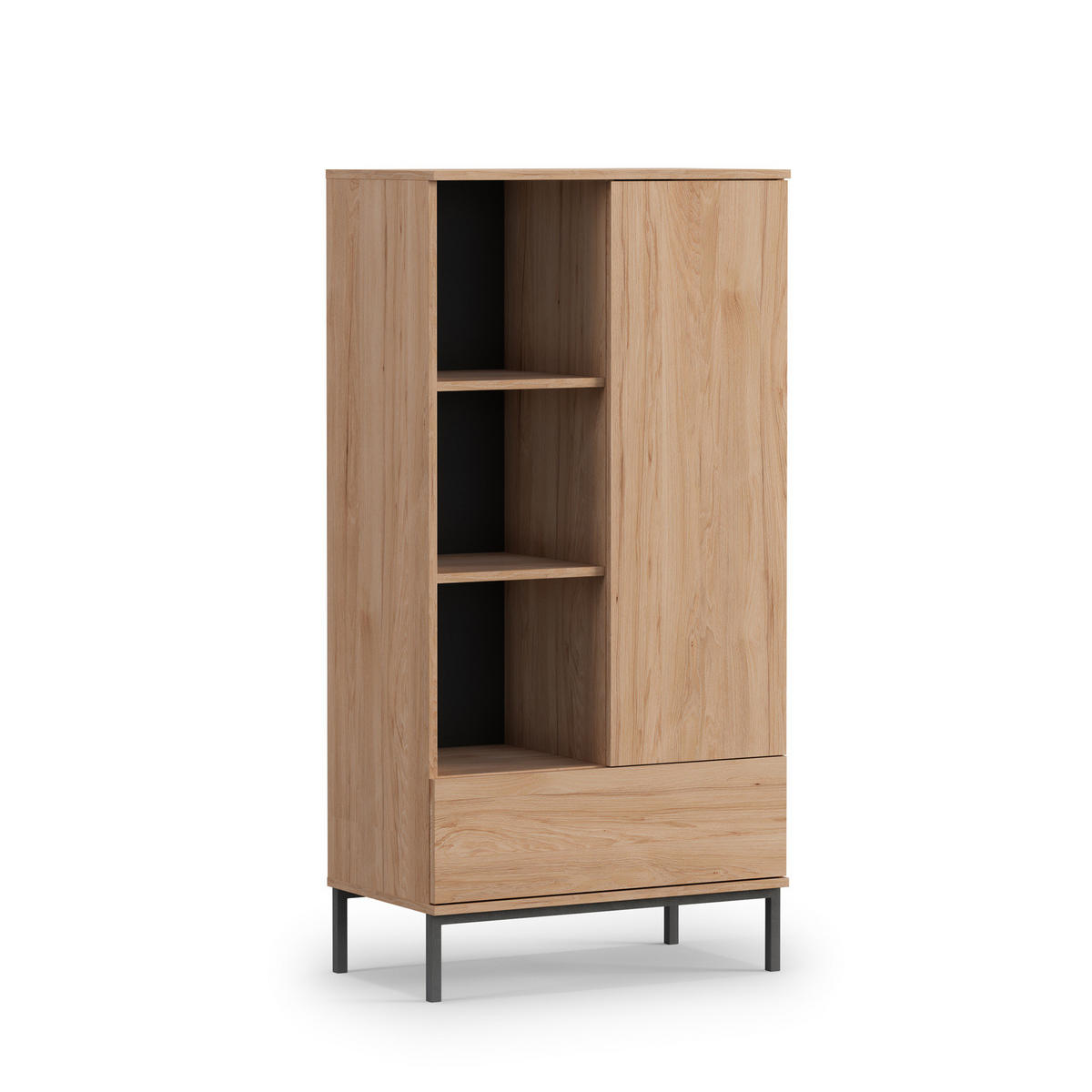 BÜCHERREGAL Dallas 70x140 Hikora - Eichefarben/Schwarz, Holzwerkstoff/Metall (70/140/41cm) - Ravio