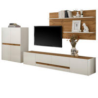 WOHNWAND weiß, Eiche Wotan 3-teilig 343 cm, Schrankwand mit viel Stauraum - Eiche Wotan/Schwarz, Holz/Holzwerkstoff (360/180/45cm) - Furn.Design