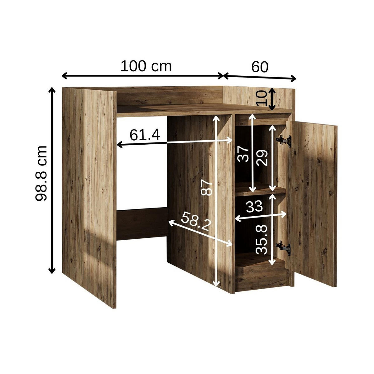 WASCHMASCHINENSCHRANK DERIN-II 100cm Breit, 99cm Hoch - Eichefarben, Holzwerkstoff (100/99/60cm)