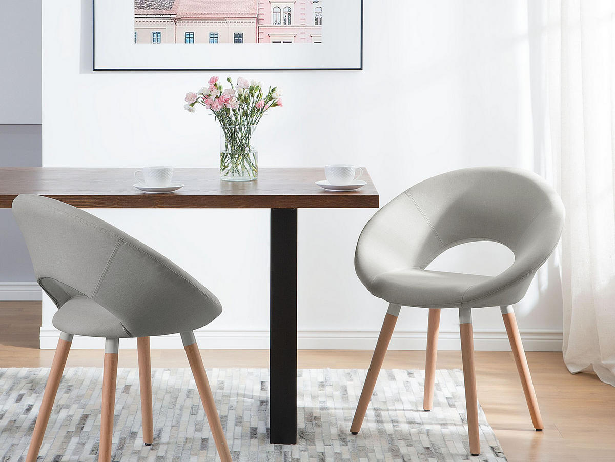 STUHL 2er-Set Polsterbezug Grau Roslyn - Grau, Holz/Textil (66/80/45cm) - Beliani