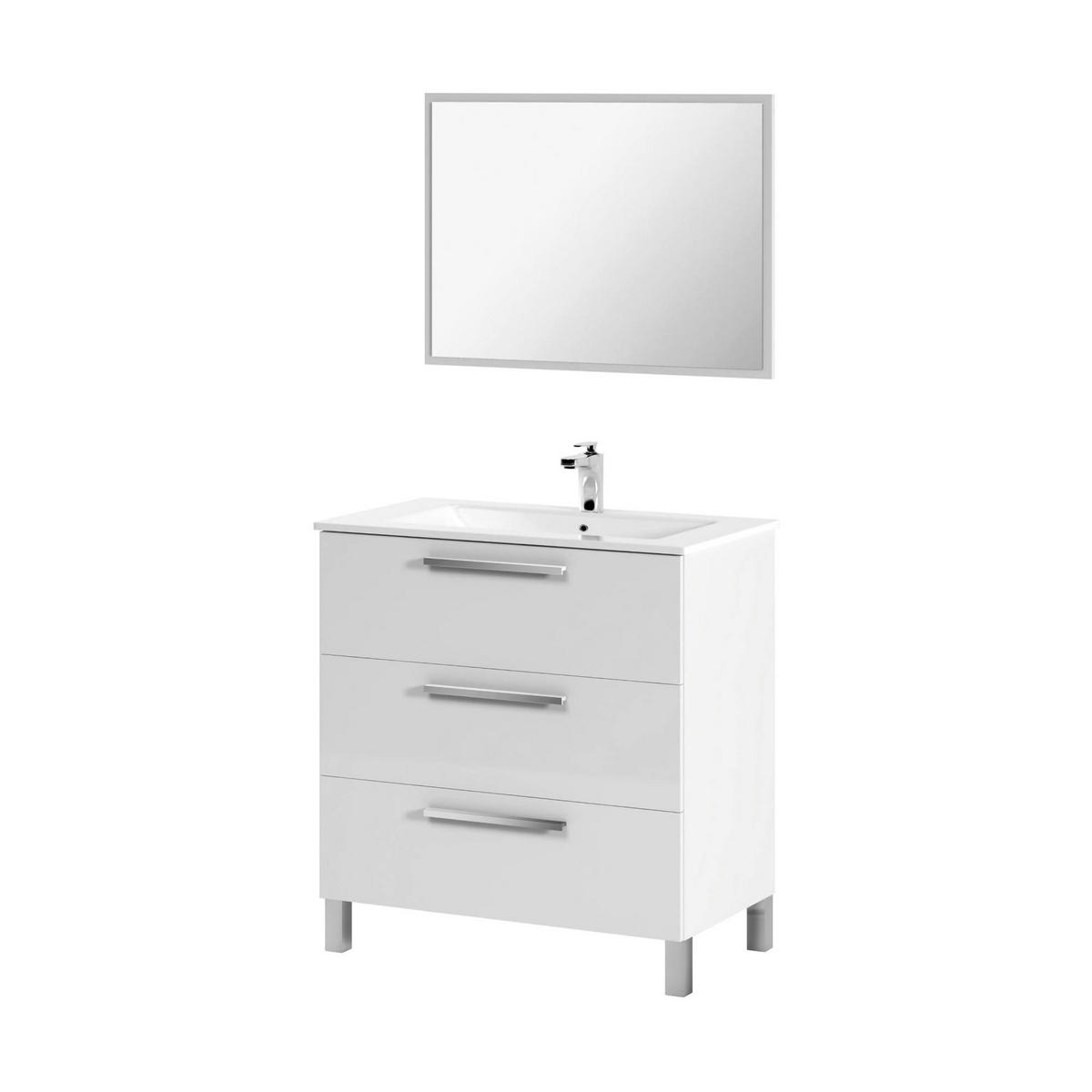 BADEZIMMERMÖBEL Glänzendes Weiß 86/80/45 cm - Weiß, Holzwerkstoff (80/45/86cm) - DMORA