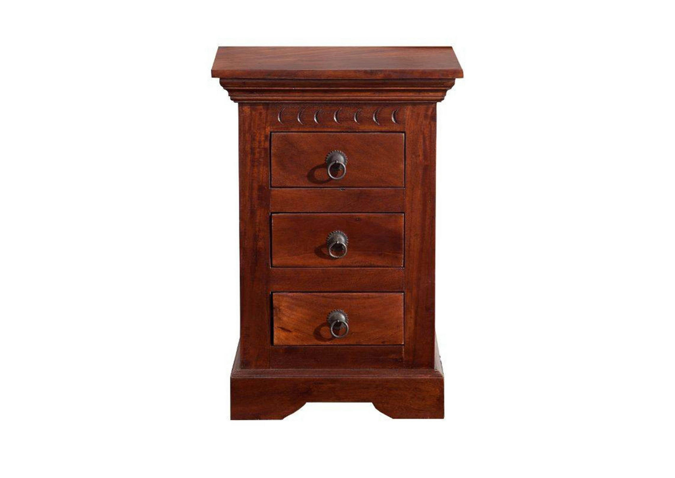 NACHTTISCH Akazie 40x38x59 nougat lackiert OXFORD #502 - Dunkelbraun, Holz (40/59/38cm) - Massivmoebel24