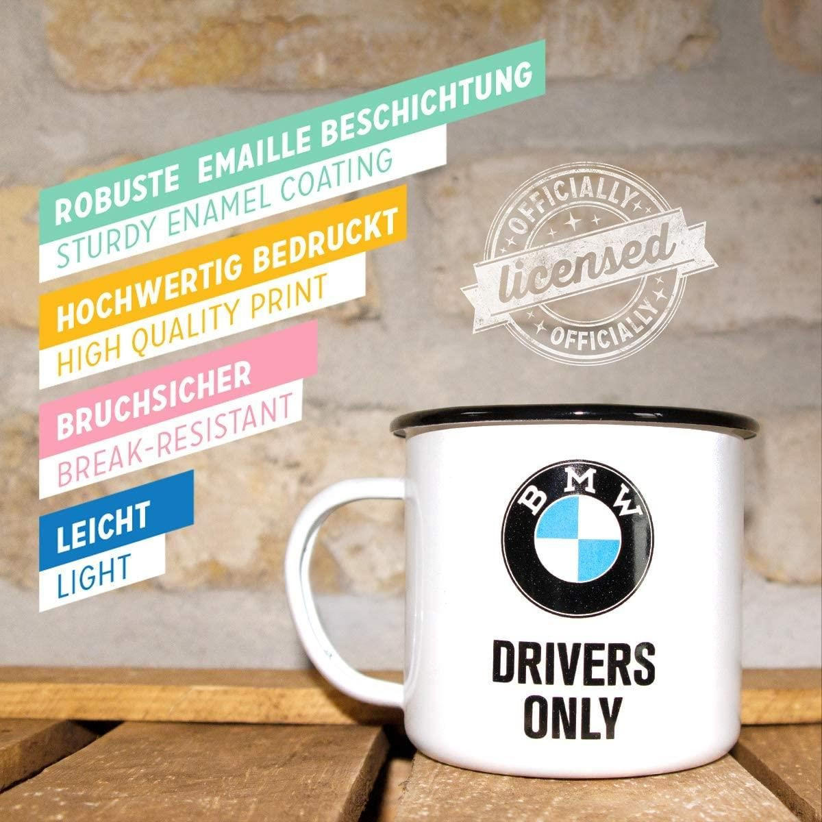 EMAILLE-BECHER 360 ml BMW Drivers Only - Weiß, Metall (0.36L) - Nostalgic-Art