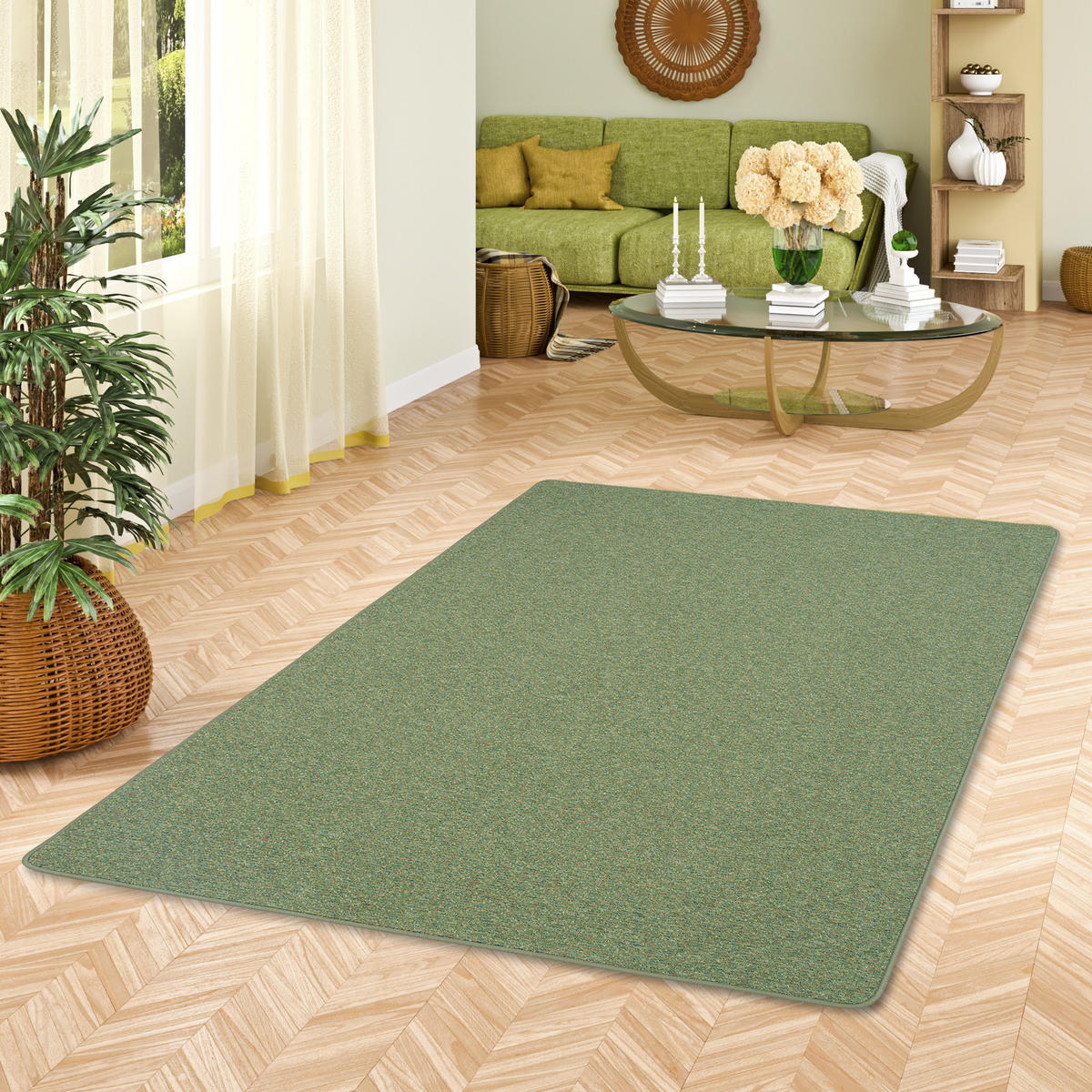 SCHLINGEN TEPPICH ALMA MELIERT - Grün, Textil (200/300cm) - Snapstyle