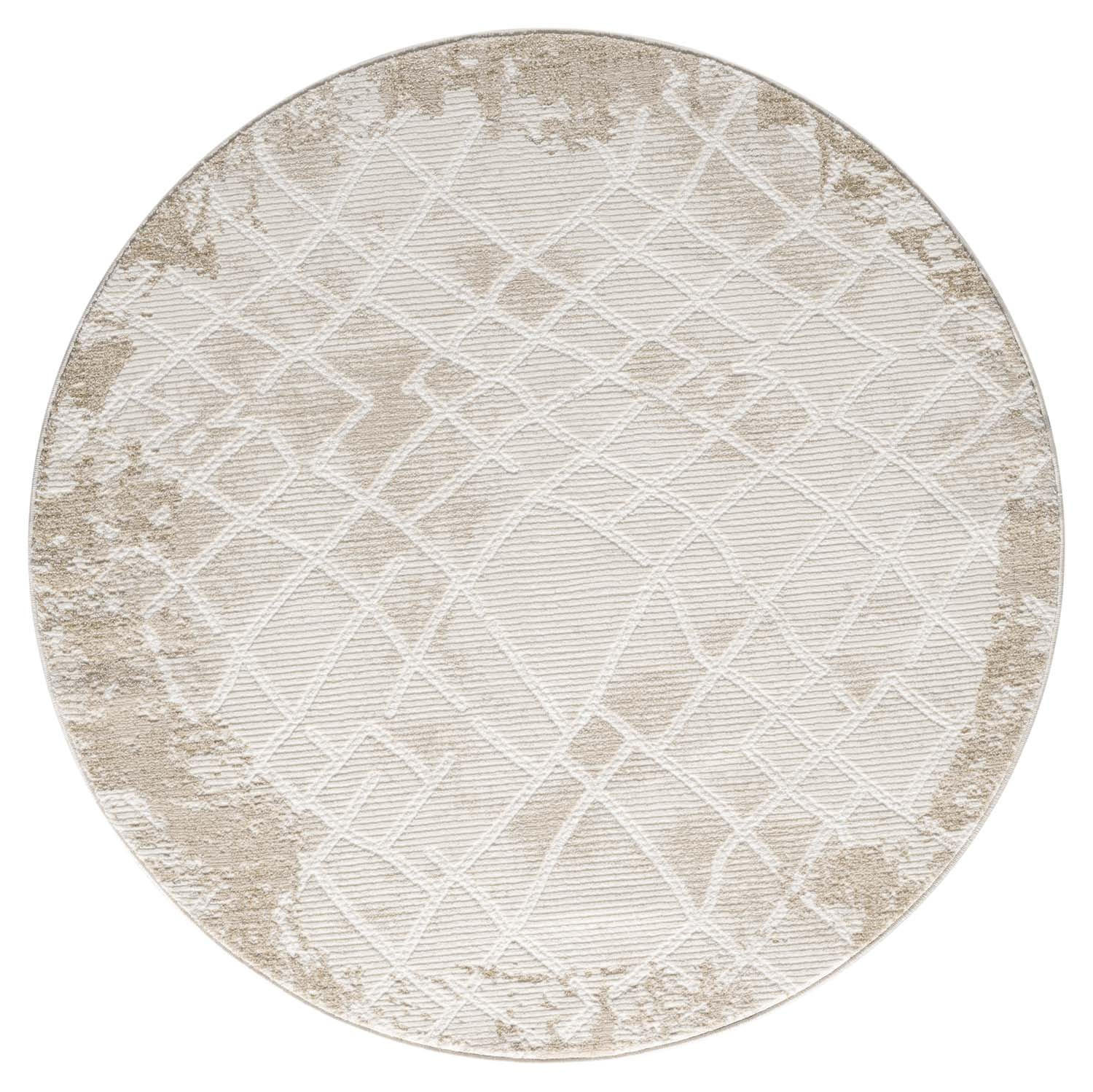 KURZFLOR-TEPPICH Antik 215 Creme 200 cm Rund - Creme, Textil (200/200cm) - carpet city
