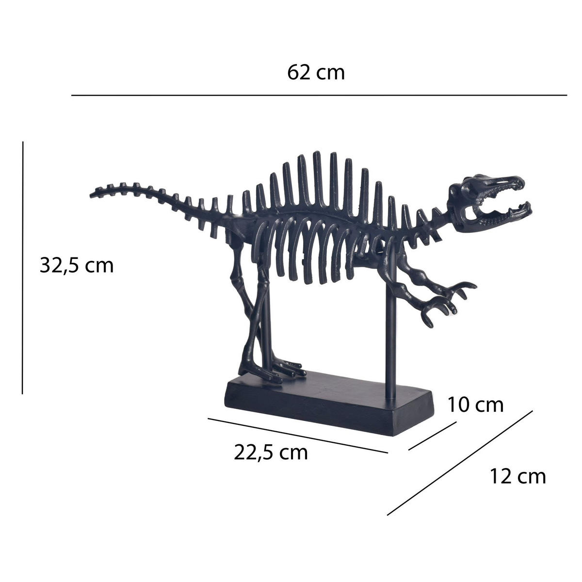 DEKOFIGUR T-Rex Aluminium Schwarz 62 cm mit Sockel - Schwarz, Metall (62/33/12cm) - KADIMA DESIGN