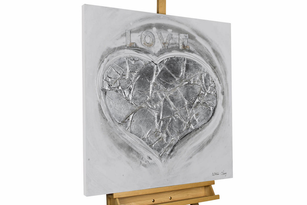 ACRYLBILD HANDGEMALT 80/80 cm - Weiß, Holz/Textil (80/80cm) - KUNSTLOFT