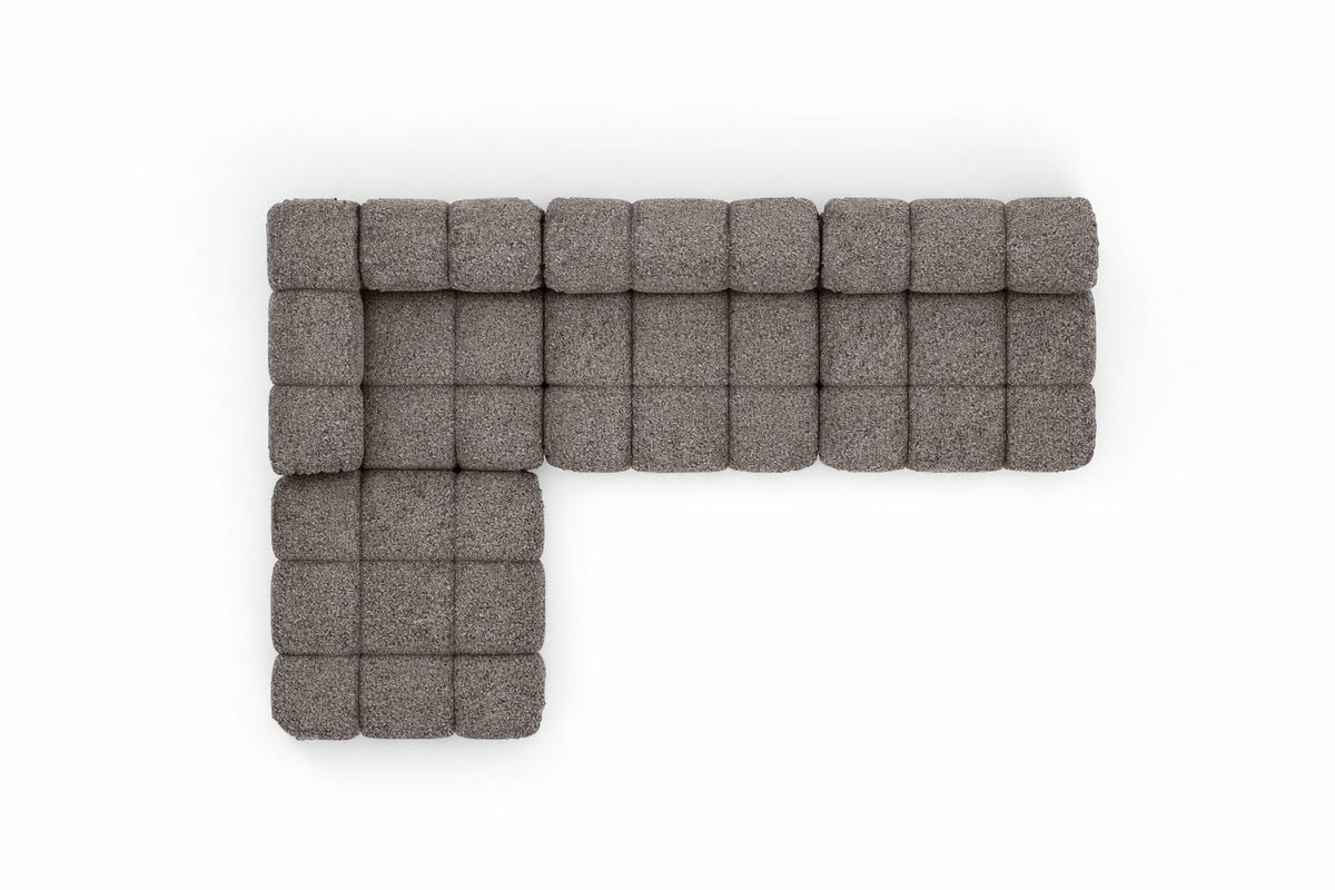 ECKSOFA L-Form Modulare, Bouclé-Stoff Abriamo, Braun, Links, Selia - Braun, Holz (285/160cm) - Kaiser Möbel