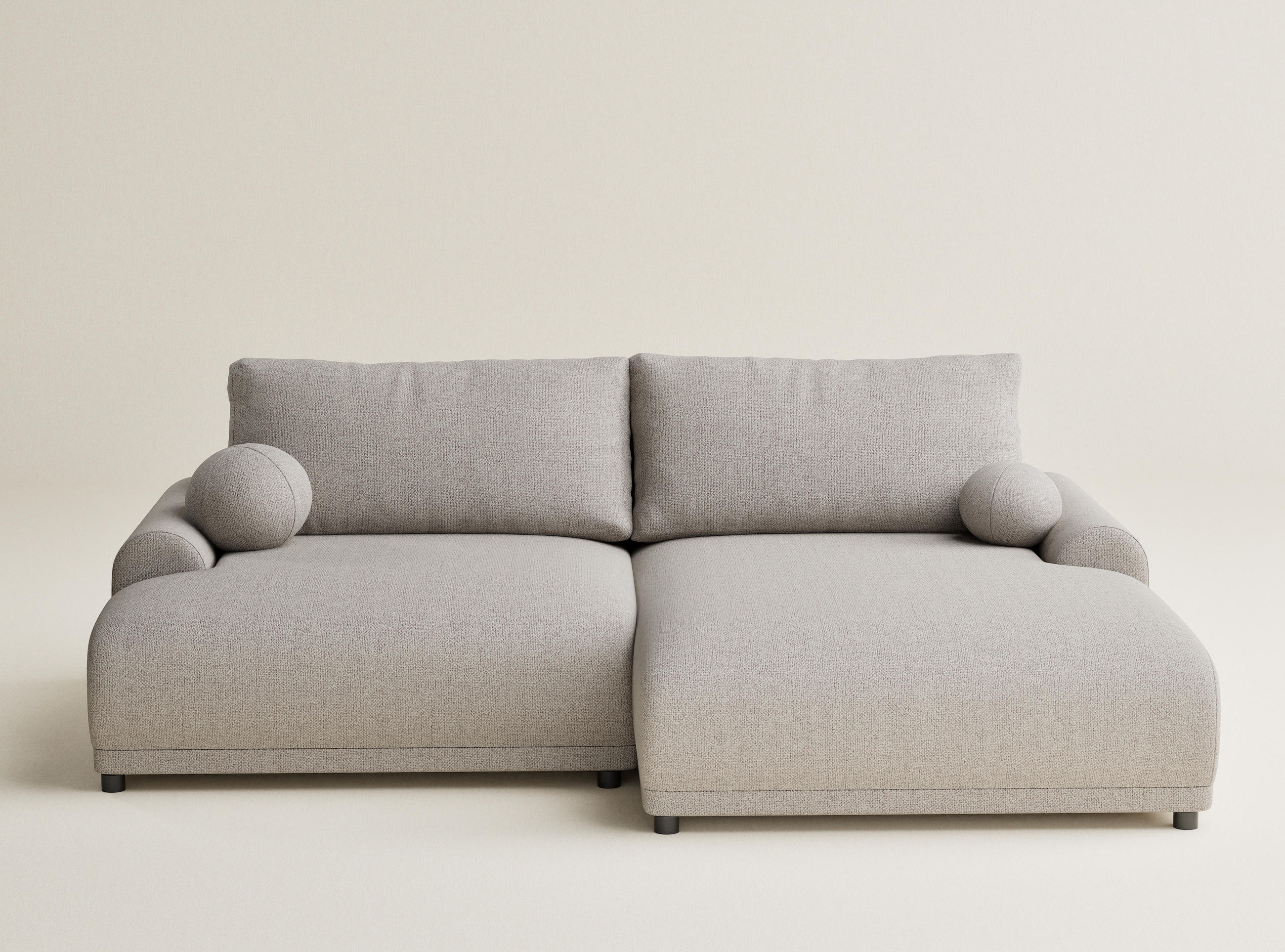 ECKSOFA MIT SCHLAFFUNKTION Tallin Seidengrau Webstoff - Beige/Schwarz, Holz/Holzwerkstoff (240/145cm) - Maison de Reve