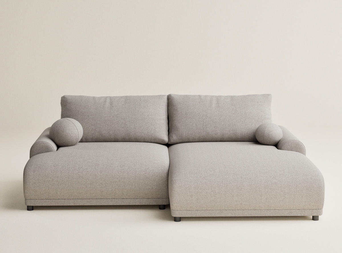 ECKSOFA MIT SCHLAFFUNKTION Tallin Seidengrau Webstoff - Beige/Schwarz, Holz/Holzwerkstoff (240/145cm) - Maison de Reve