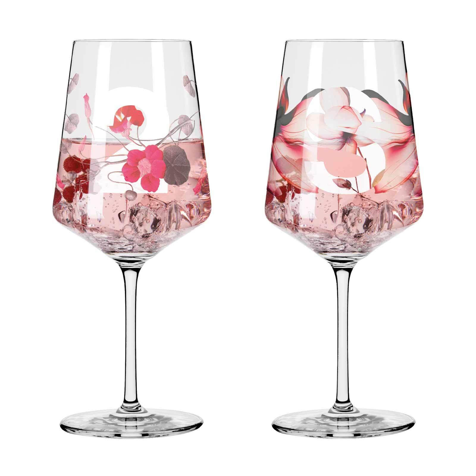 APERITIFGLÄSER BLUMEN UND ZAHLEN Sommersonett transparent 544 ml 2er Set - Transparent, Glas (0.544L) - Ritzenhoff
