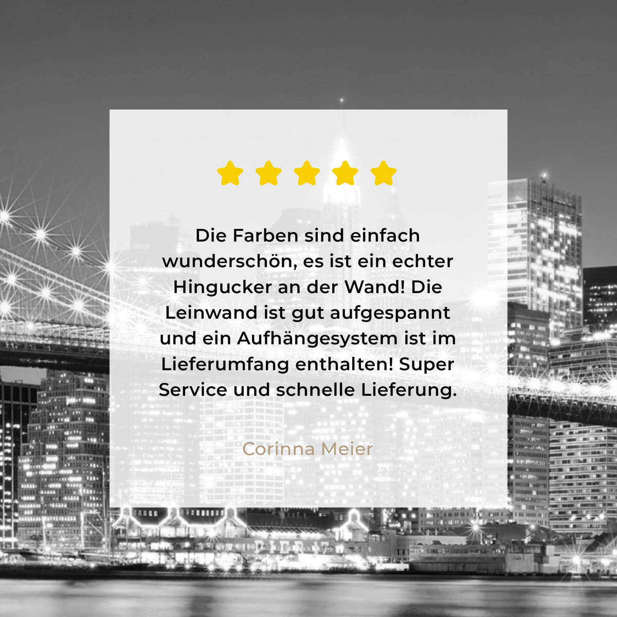 LEINWANDBILD - New York - Brücke - Brooklyn - Schwarz und weiß - Architektur - 90x90 - Gemälde - Schwarz, Textil (90/90cm) - MuchoWow