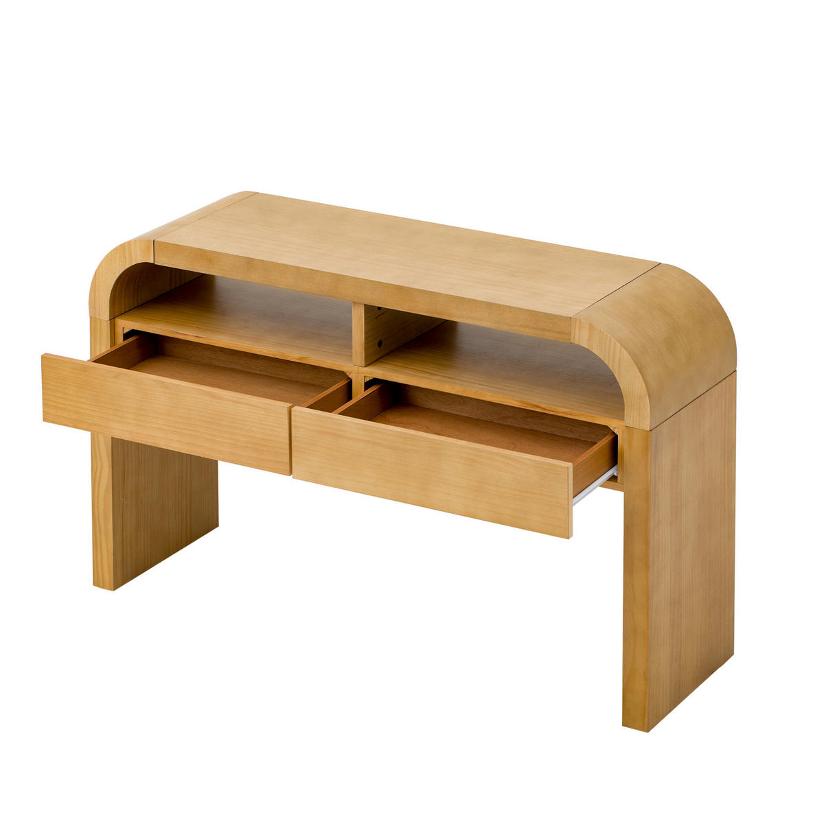 KONSOLENTISCH 120/35,5/76,5 cm in Natur mit 2 Schubladen und offenen Fächern - Naturfarben, Holzwerkstoff (120/35.5/76.5cm) - Flora Grace