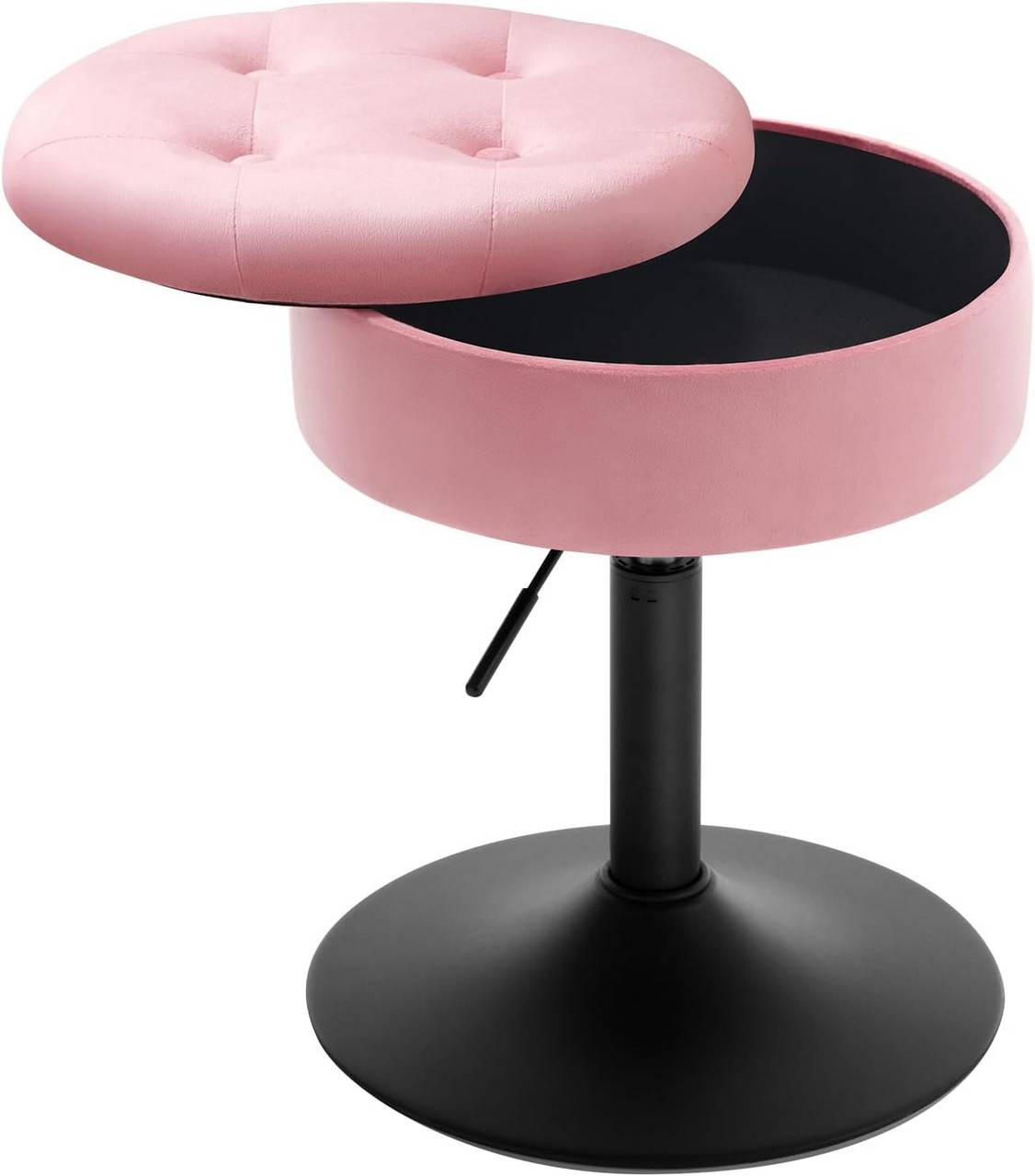 SITZHOCKER mit Stauraum, aus Samt, Rosa - Schwarz/Rosa, Kunststoff/Textil (38.5/50/38.5cm)