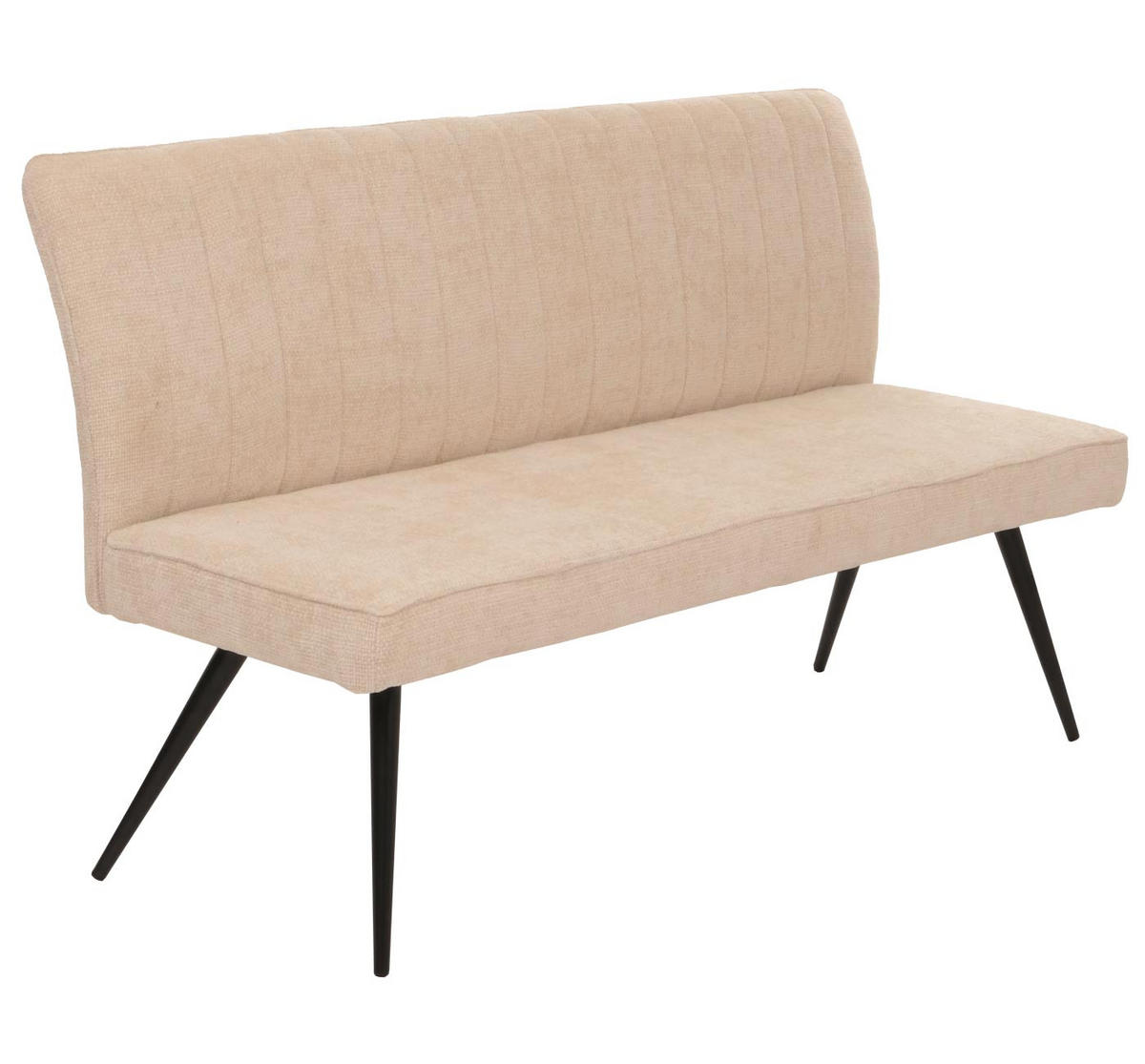 SITZBANK 90x160x60cm Sitzhöhe 48cm Rückenlehne Stoff/Textil Chenille Metall 160cm Creme-Beige - Beige, Textil (160/90/60cm) - BERLINLODGE