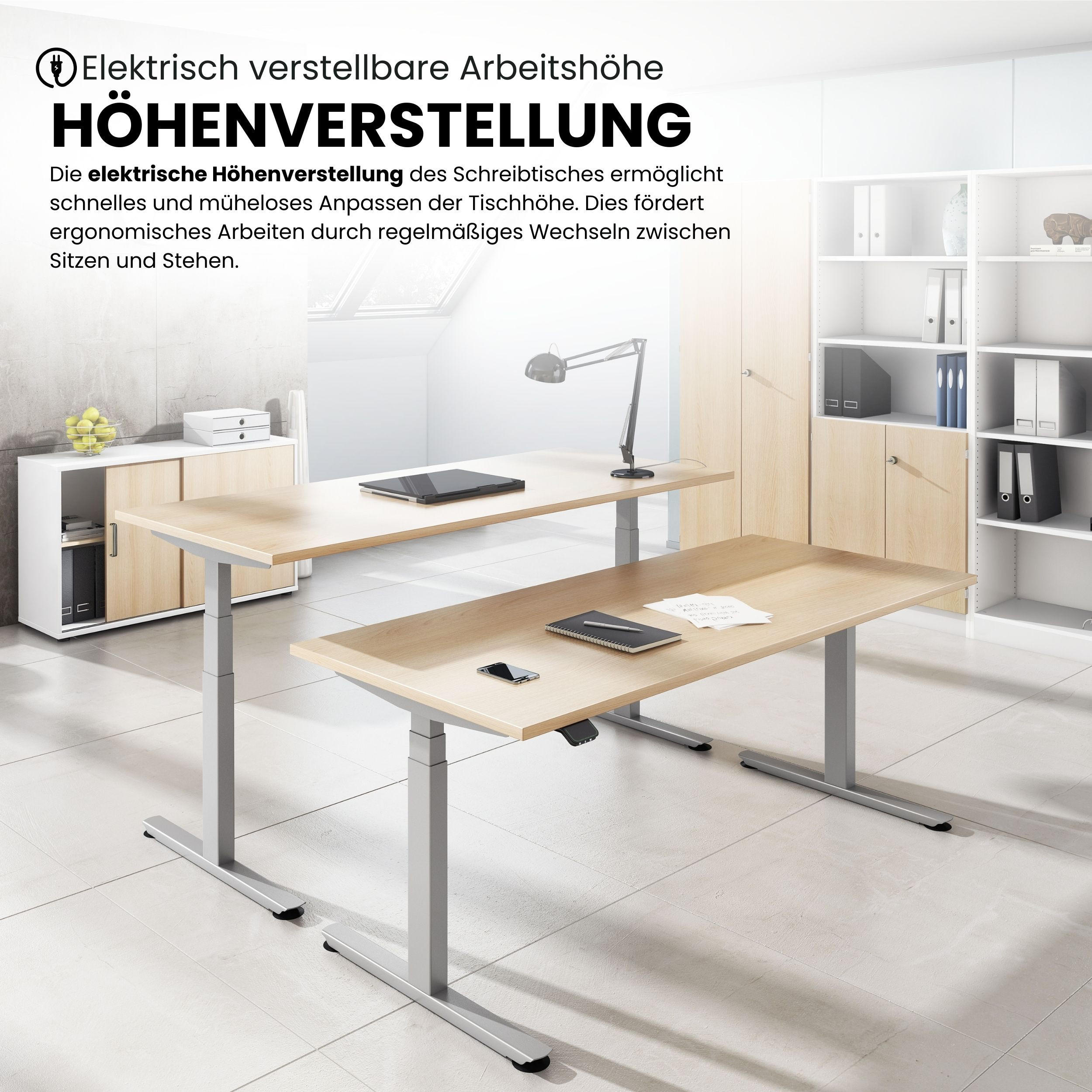 SCHREIBTISCH elektrisch Bluetooth & App XDLB 80/180/74 cm in Nussbaumfarben - Nussbaumfarben, Holzwerkstoff (80/180/74cm) - bümö
