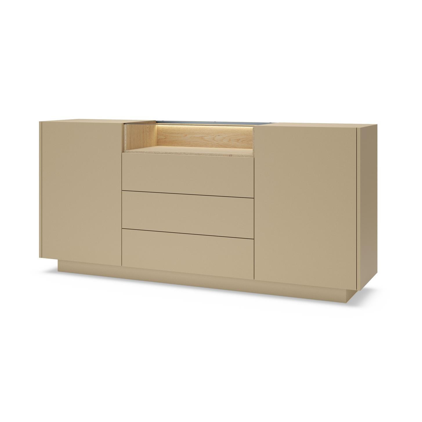 KOMMODE Kiro Braun, mit Schubladen und LED - Braun, Holzwerkstoff (176/83/40cm) - Bettso
