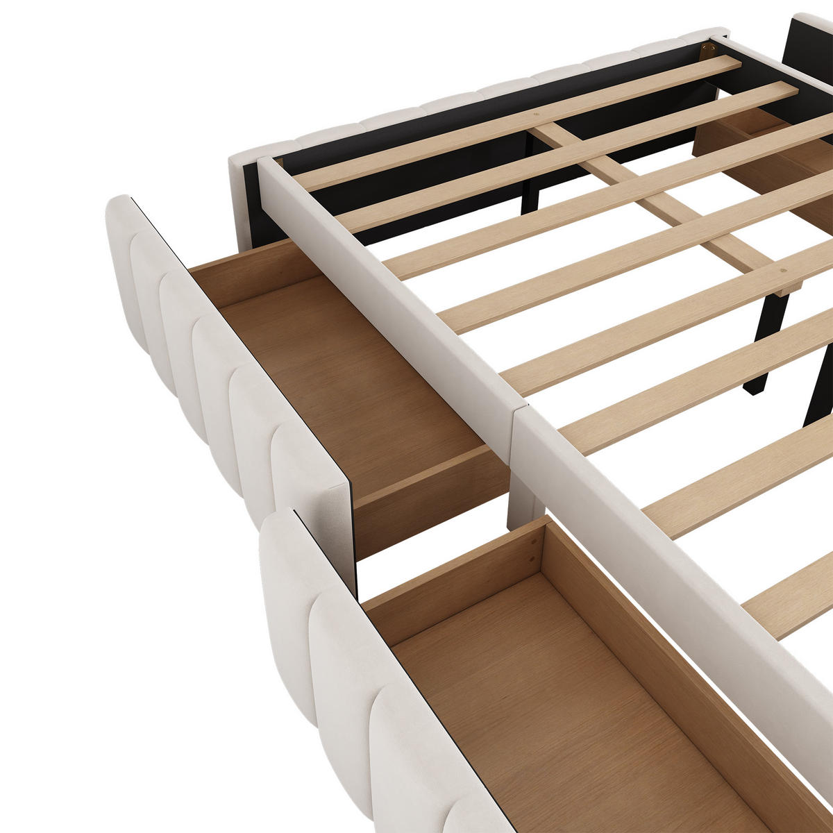 POLSTERBETT 140x200cm Beige minimalistisch ohne Kopfteil - Beige, Holz (140/200cm) - FLIEKS