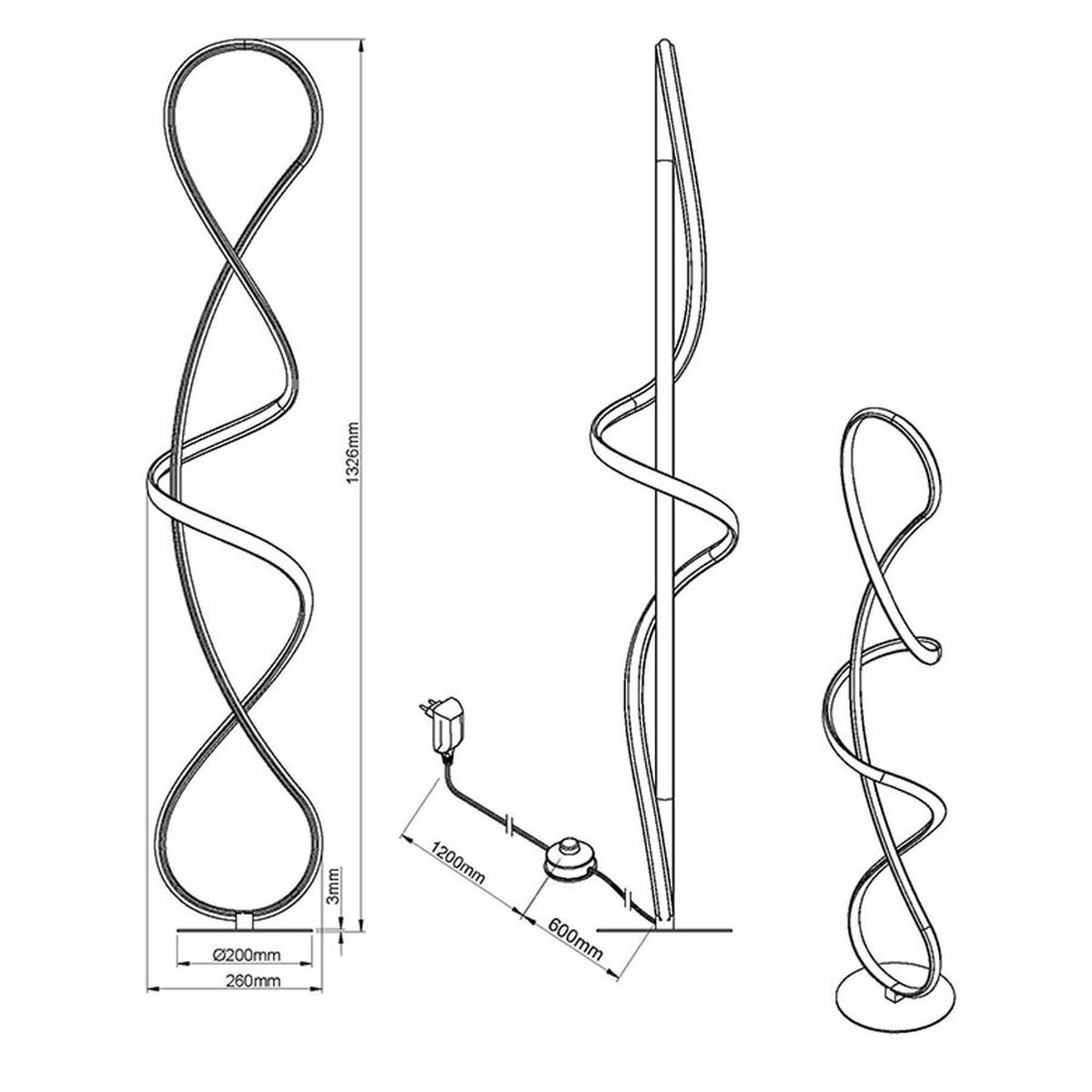 LED STEHLEUCHTE Kristalloptik Schwarz Matt - Schwarz, Metall (26/20/132.5cm) - Globo Lighting