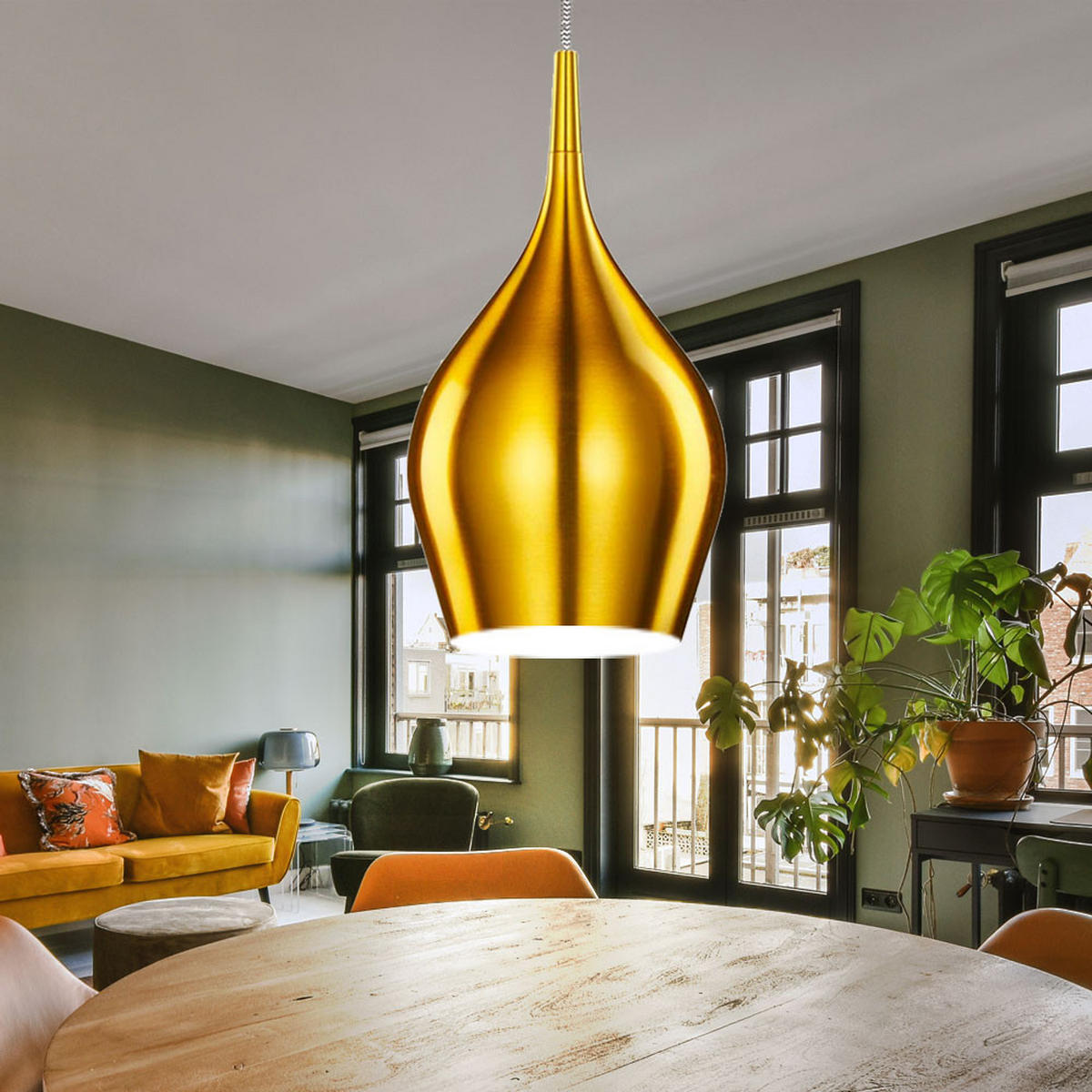 LED HÄNGELEUCHTE VIBRANT Aluminium Gold - Goldfarben, Metall (12/12/142cm)