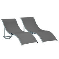 SONNENLIEGE 2er-Set aus Aluminium 165x61x63 cm in Dunkelgrau mit faltbarem Design - Dunkelgrau, Metall (61/63/165cm) - Modfu
