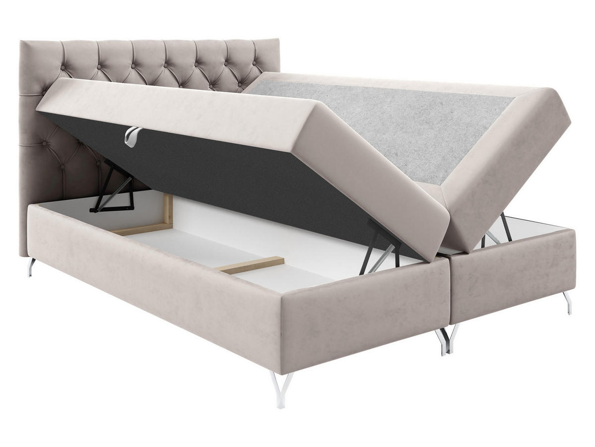 BOXBETT Guilette - H3 - Hellrosa/Silberfarben, Holz/Holzwerkstoff (180/200cm) - MIRJAN24