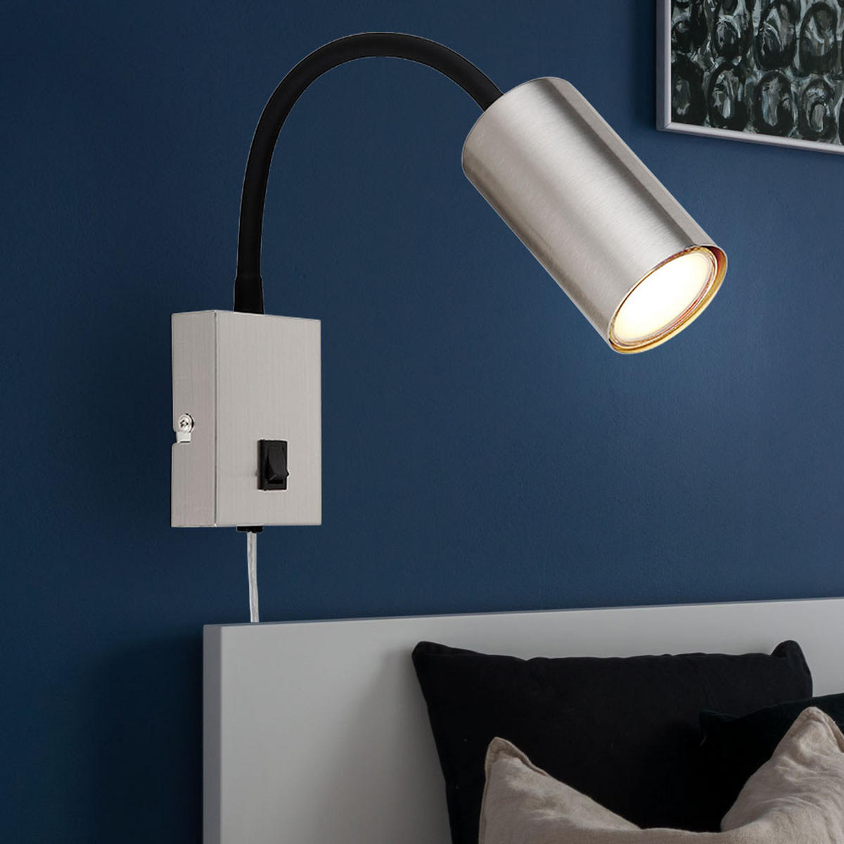 LED WANDLEUCHTE ROBBY Nickel matt Silber - Silberfarben, Metall (7/44/32cm)