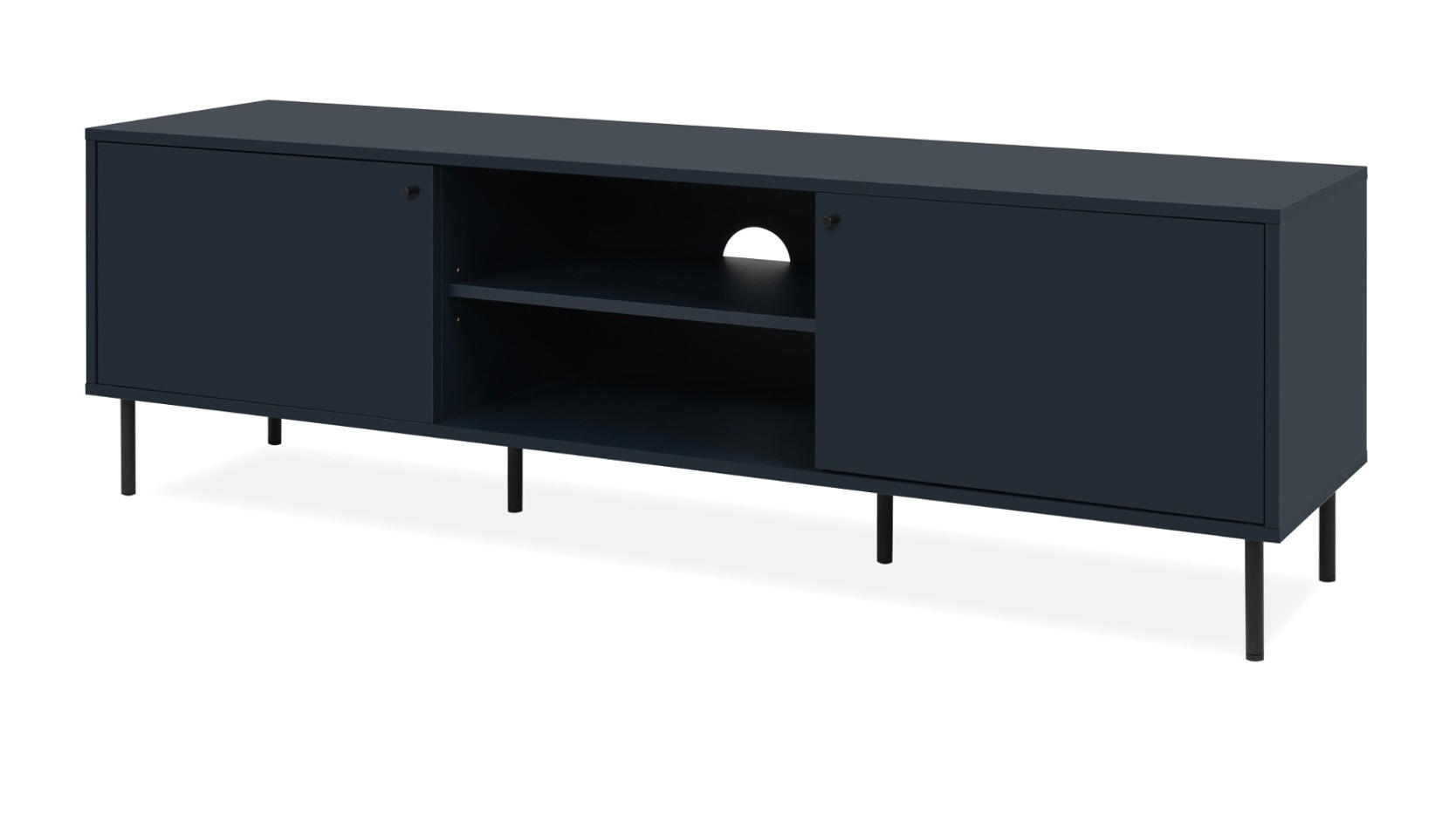 TV-LOWBOARD blau 160 cm, Fernsehtisch mit 4 Fächern - Blau/Schwarz, Holzwerkstoff/Metall (110/40/60cm) - Furn.Design