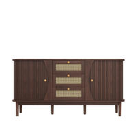 SIDEBOARD Nussbaum, 2 Schiebetüren, 3 Schubladen - Kastanienfarben, Holz (127/76/40cm)