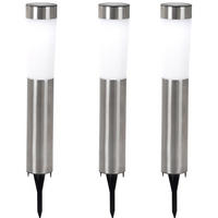 LED AUSSENLEUCHTE Solar Edelstahl Silber 3er Set - Silberfarben, Metall (7.5/7.5/56cm) - Globo Lighting