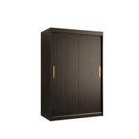SCHWEBETÜRENSCHRANK 200/120/62 2-türig - Goldfarben/Schwarz, Holz/Kunststoff (120/200/62cm) - MÖBEL KRYSPOL