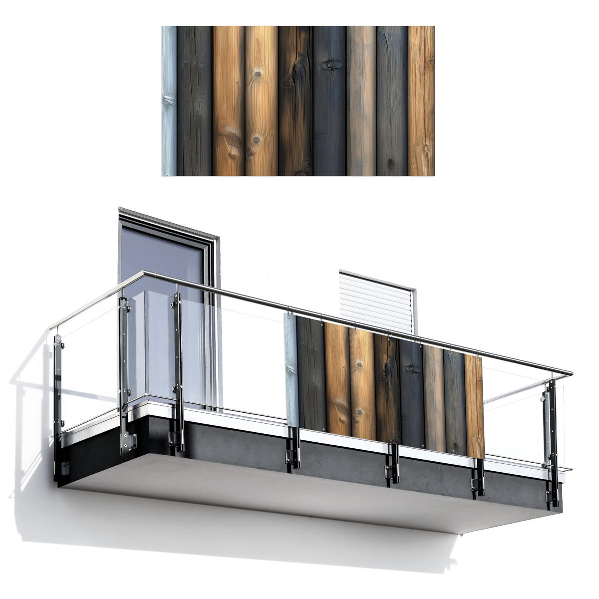 BALKON-SICHTSCHUTZ Holz - Dielen - Gemischt - Teakfarben, Kunststoff (200/110cm) - MuchoWow