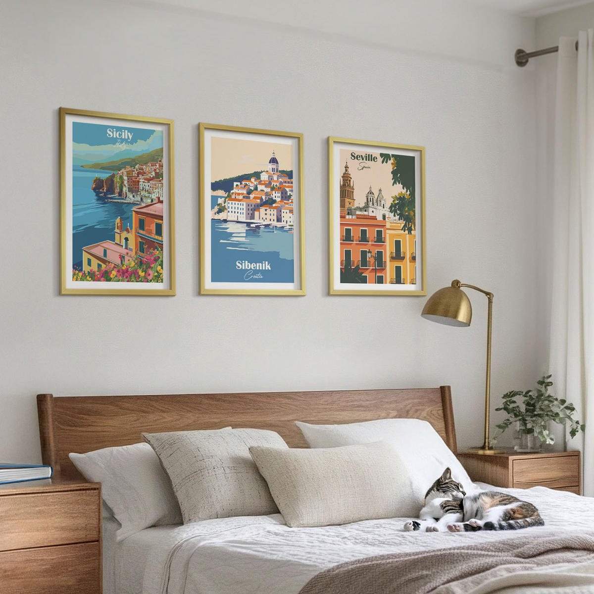 BILDER SET 3er Set - 40x60 cm Goldrahmen - Stadtlandschaften mit Gebäuden - Goldfarben, Kunststoff (40/60cm) - TULUP