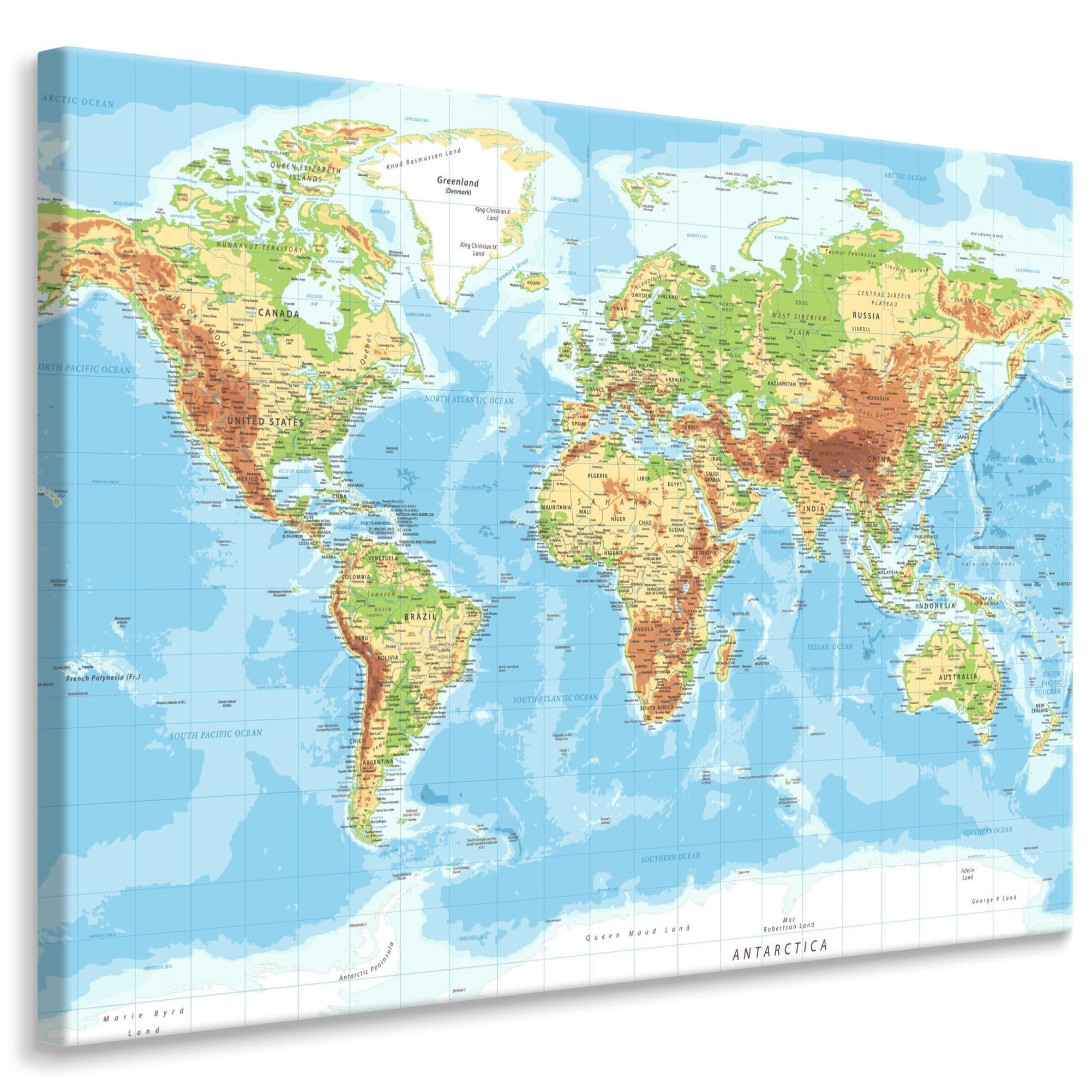 Muralo OBRAZ NA PLÁTNĚ Barevná Politická Mapa světa 70x50