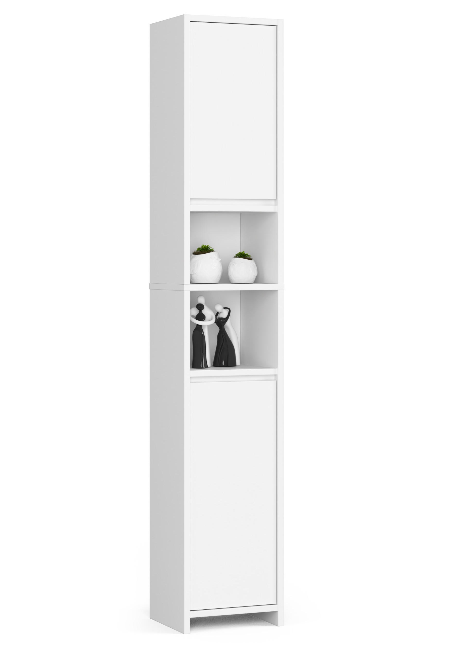 HOCHSCHRANK Weiß 32x28x180 cm - Silberfarben/Weiß, Holzwerkstoff/Kunststoff (32/180/28cm) - Akord