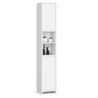 HOCHSCHRANK Weiß 32x28x180 cm - Silberfarben/Weiß, Holzwerkstoff/Kunststoff (32/180/28cm) - Akord