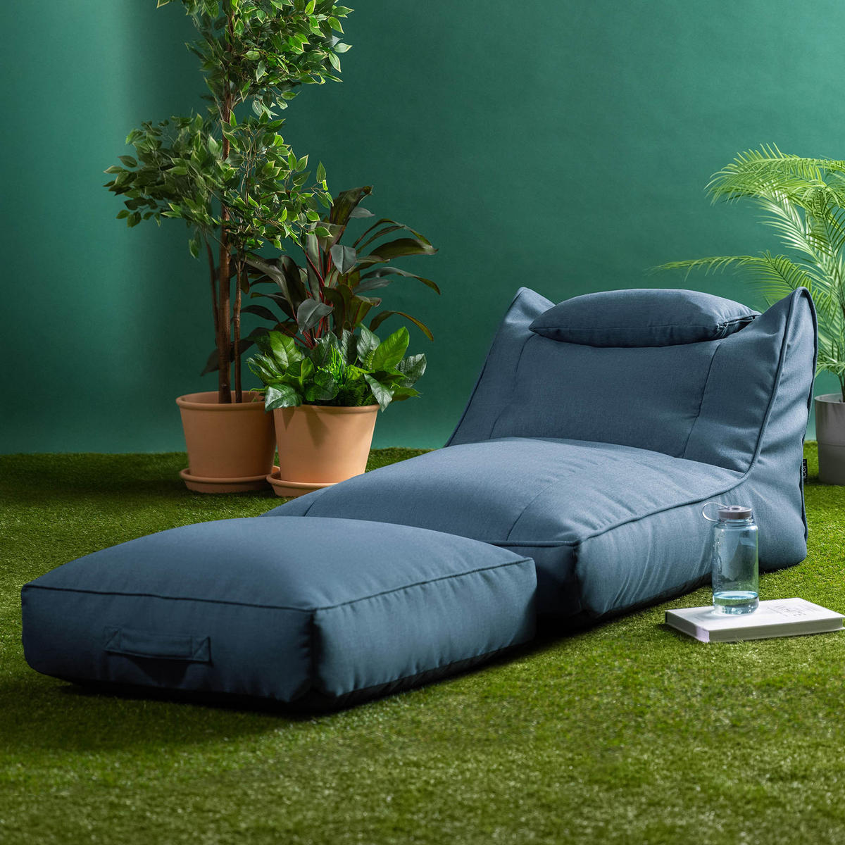 SITZSACK Outdoor mit Bodenkissen Nova - Blau, Textil (84/68/180cm) - icon