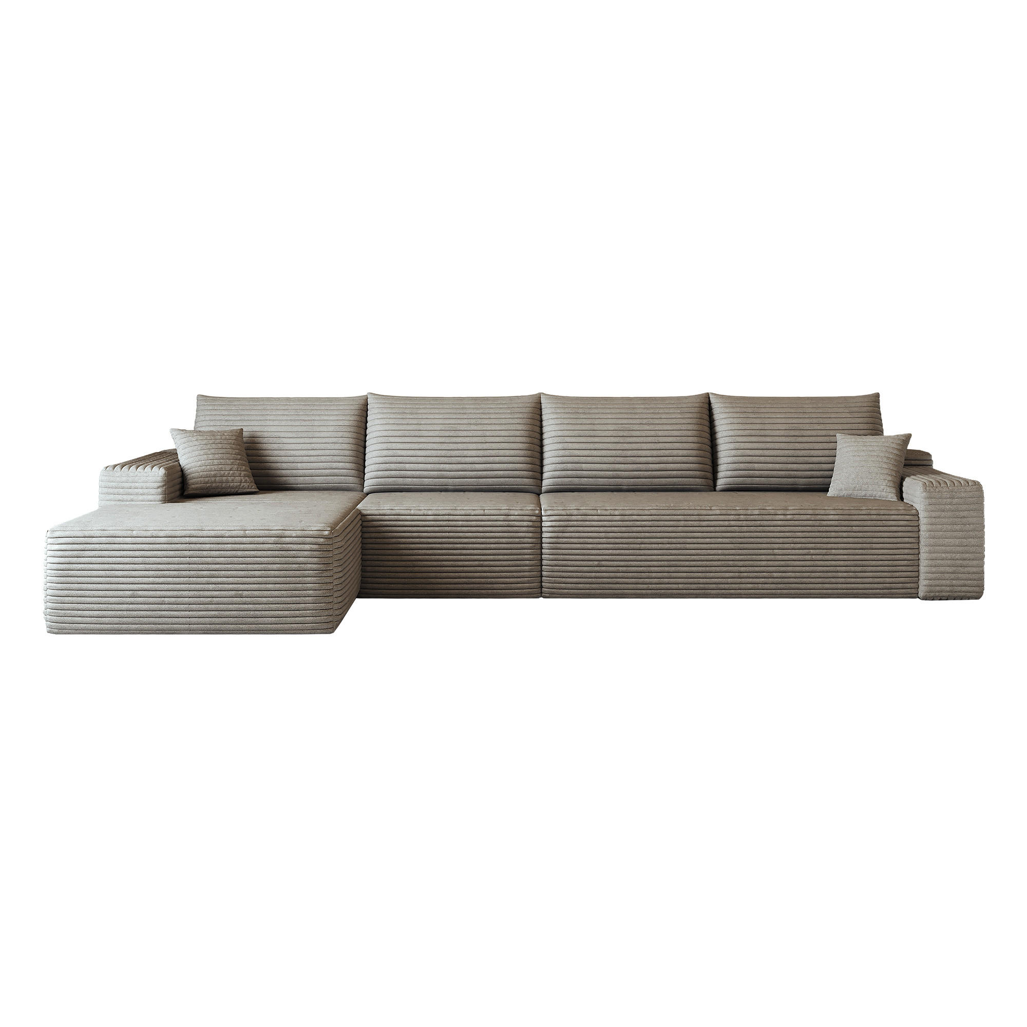 ECKSOFA 340/175/83 cm Kamel mit L-förmiger Chaiselongue, Linke Seite - Braun/Cappuccino, Textil (340/175cm) - Oxeza