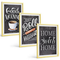 BILDER SET 3er Set - 40x60 cm Goldrahmen - Motive und Inschriften für die Küche - Goldfarben, Kunststoff (40/60cm) - TULUP
