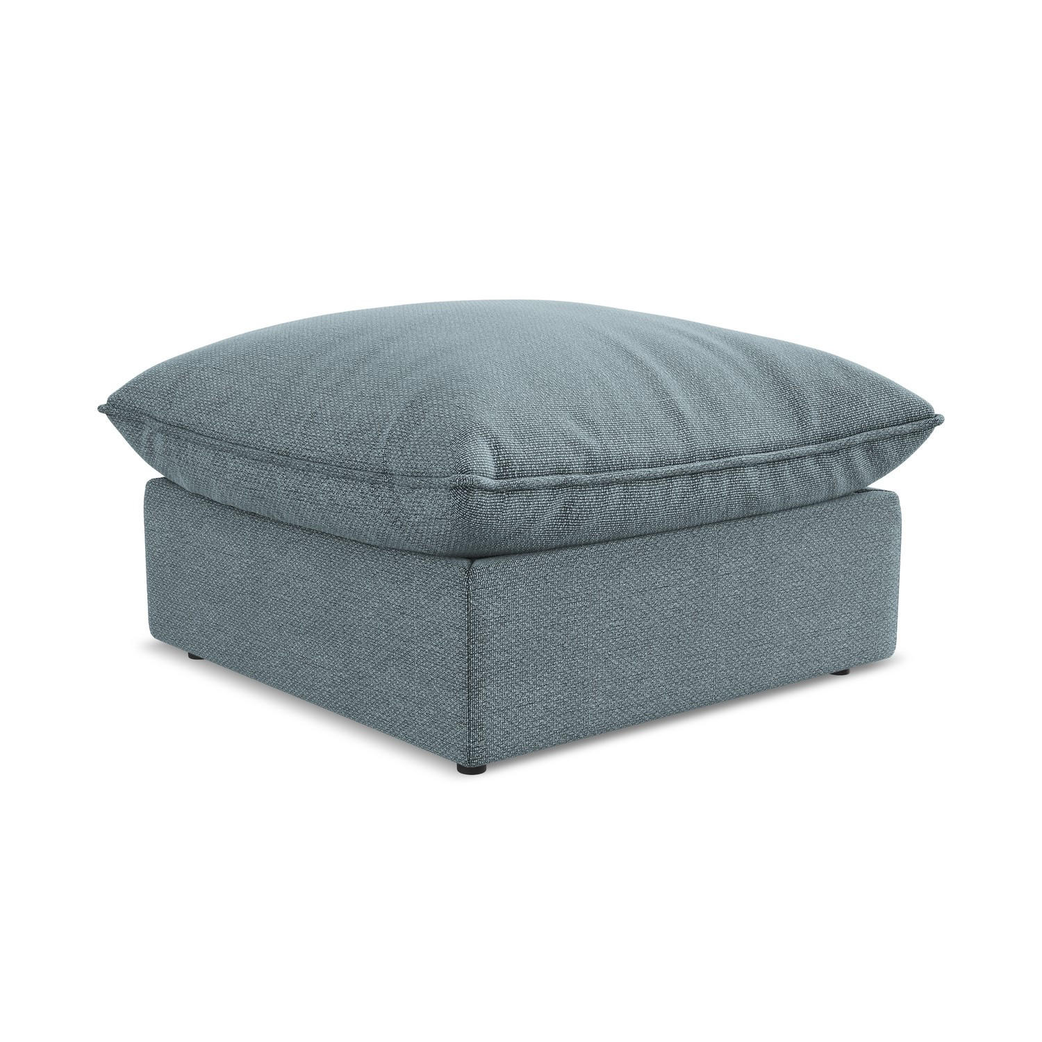 POUF Bouclé Stoff Blau - Pastellblau/Schwarz, Holzwerkstoff/Kunststoff (75/45/75cm) - LaMiaSofa