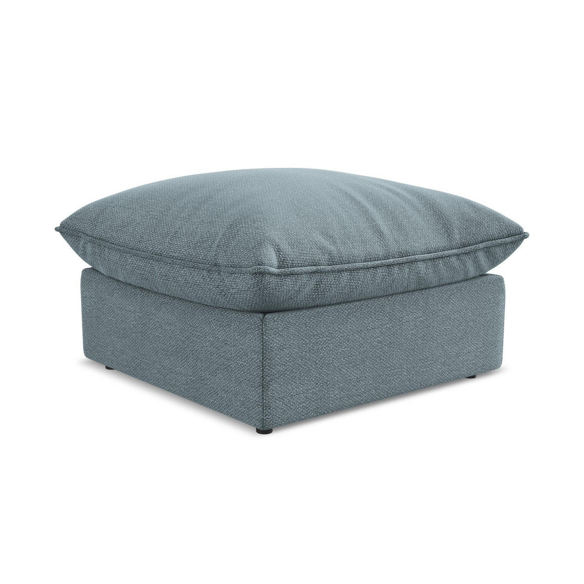 POUF Bouclé Stoff Blau - Pastellblau/Schwarz, Holzwerkstoff/Kunststoff (75/45/75cm) - LaMiaSofa