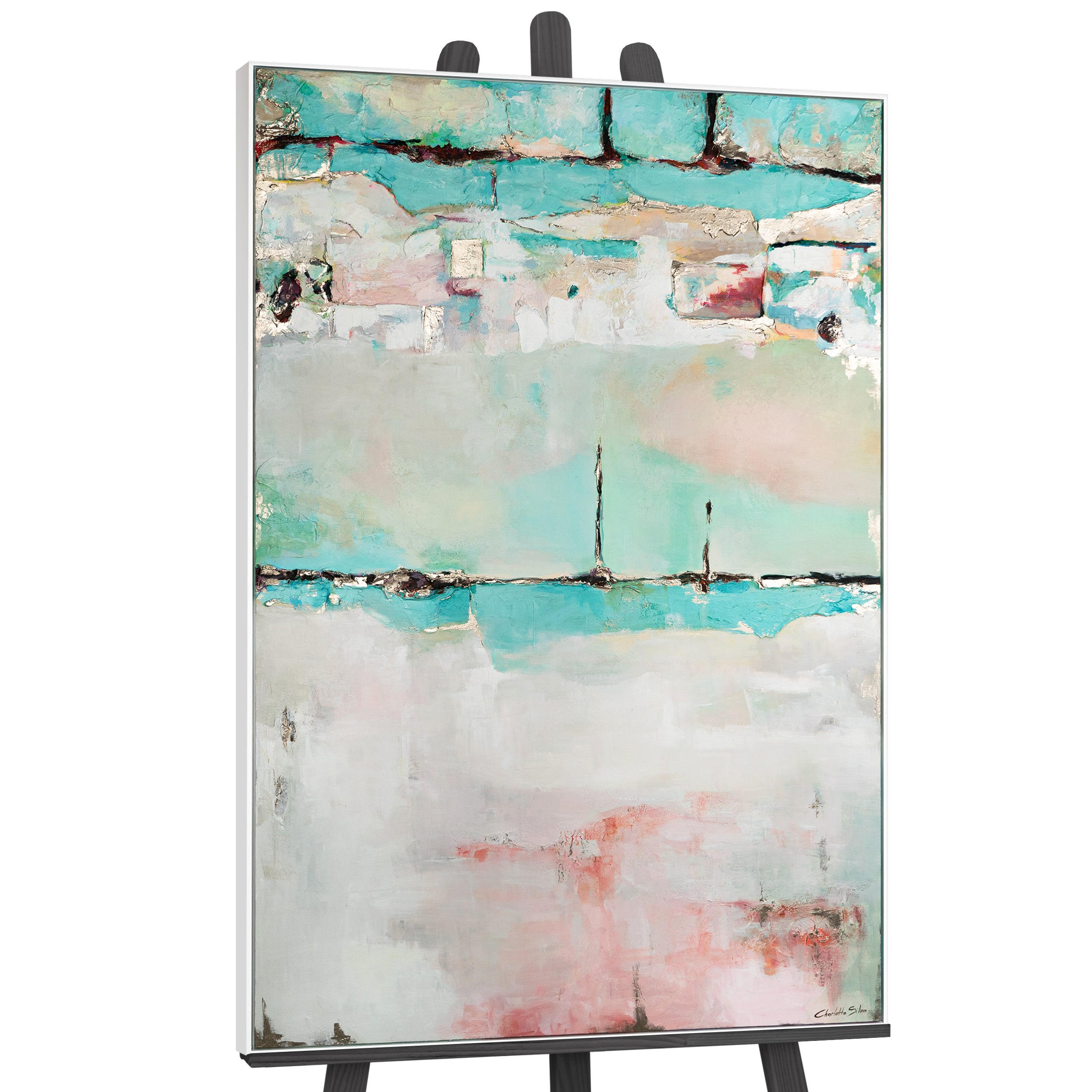 GEMÄLDE Stille Konsonanz Schattenfugenrahmen Weiß 120x80 cm - Weiß, Holz (120/80cm) - YS-art gallery
