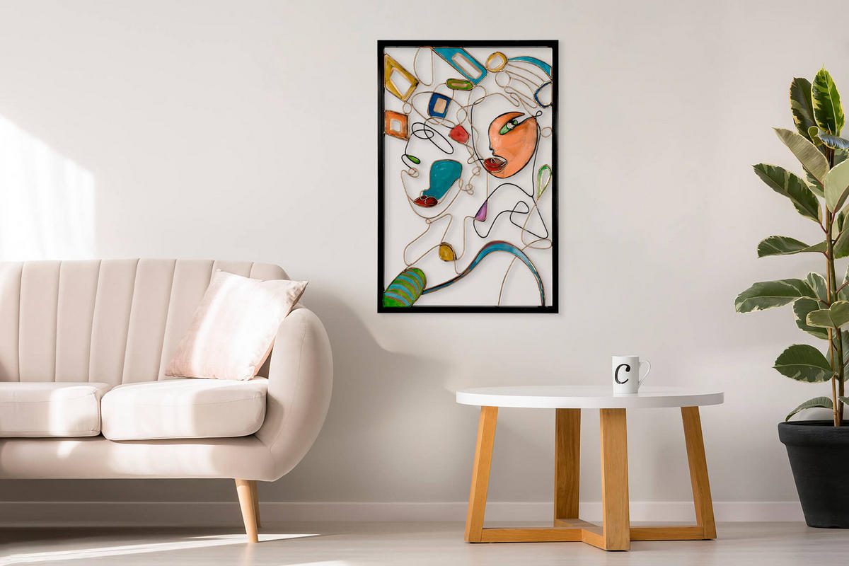 METALLBILD Bunt 60/90 cm - Goldfarben/Multicolor, Metall (2.45/90cm) - KUNSTLOFT