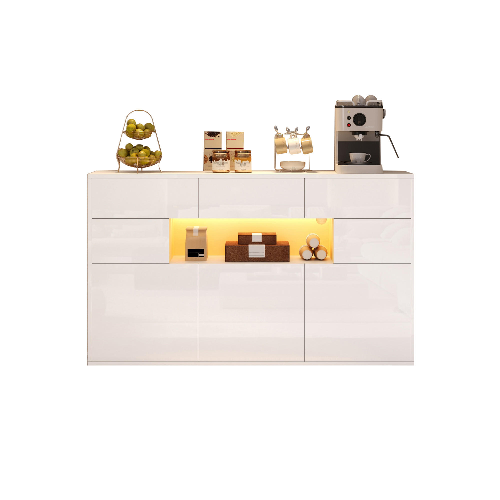SIDEBOARD Weiß 140/30/82 cm - Weiß, Holzwerkstoff (140/82/30cm) - PANGIVO