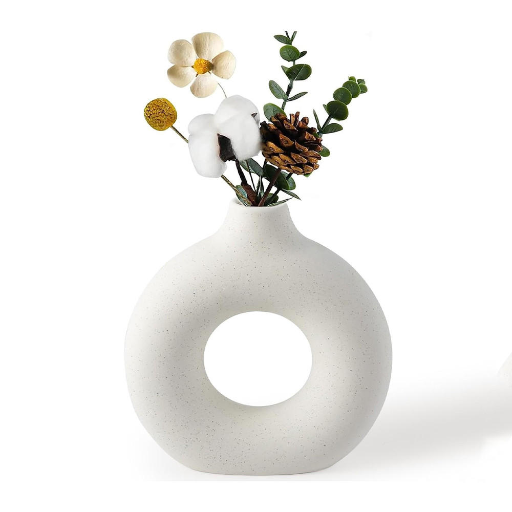 VASE 18 cm Keramik - Weiß, Keramik (18cm) - LIBRATON