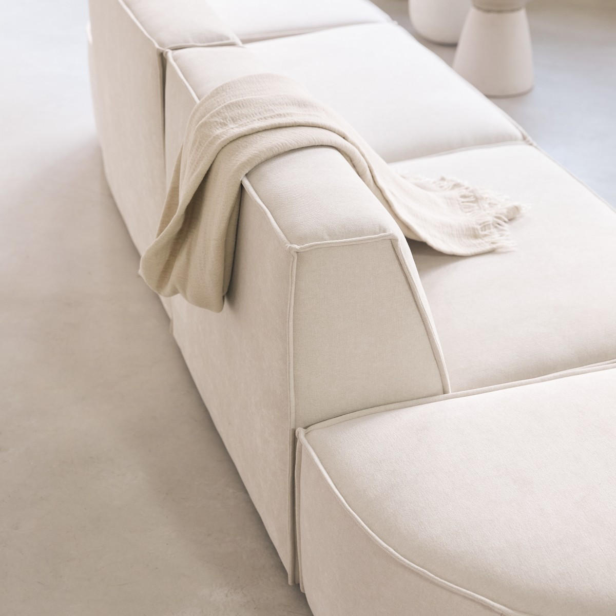 SOFA Dario Beige aus Stoff - Beige, Textil (308/75/93cm) - Tikamoon