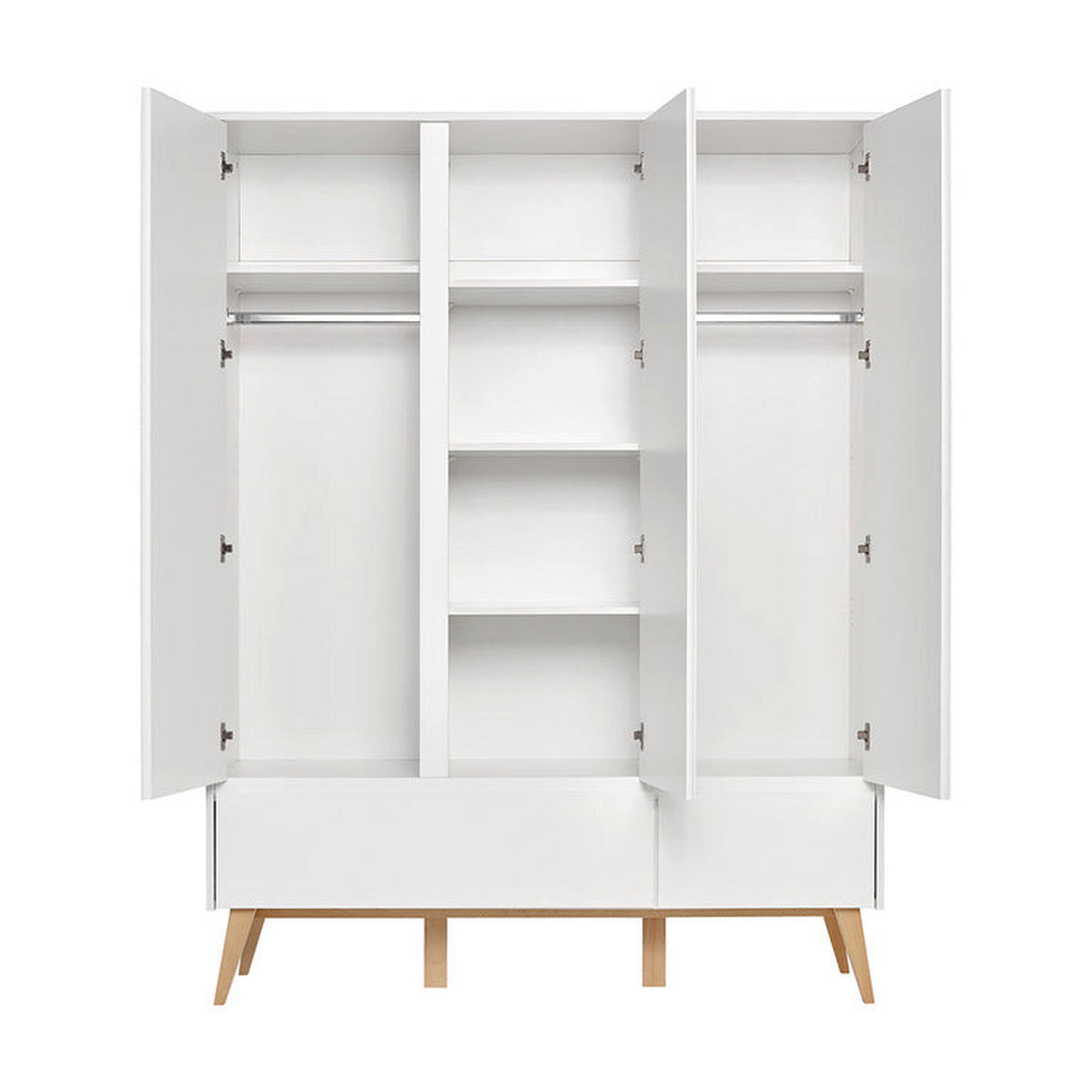 SKRIŇA 3 dvere Biela a drevo - biela, kompozitné drevo (149/200/52cm) - Petits-meubles