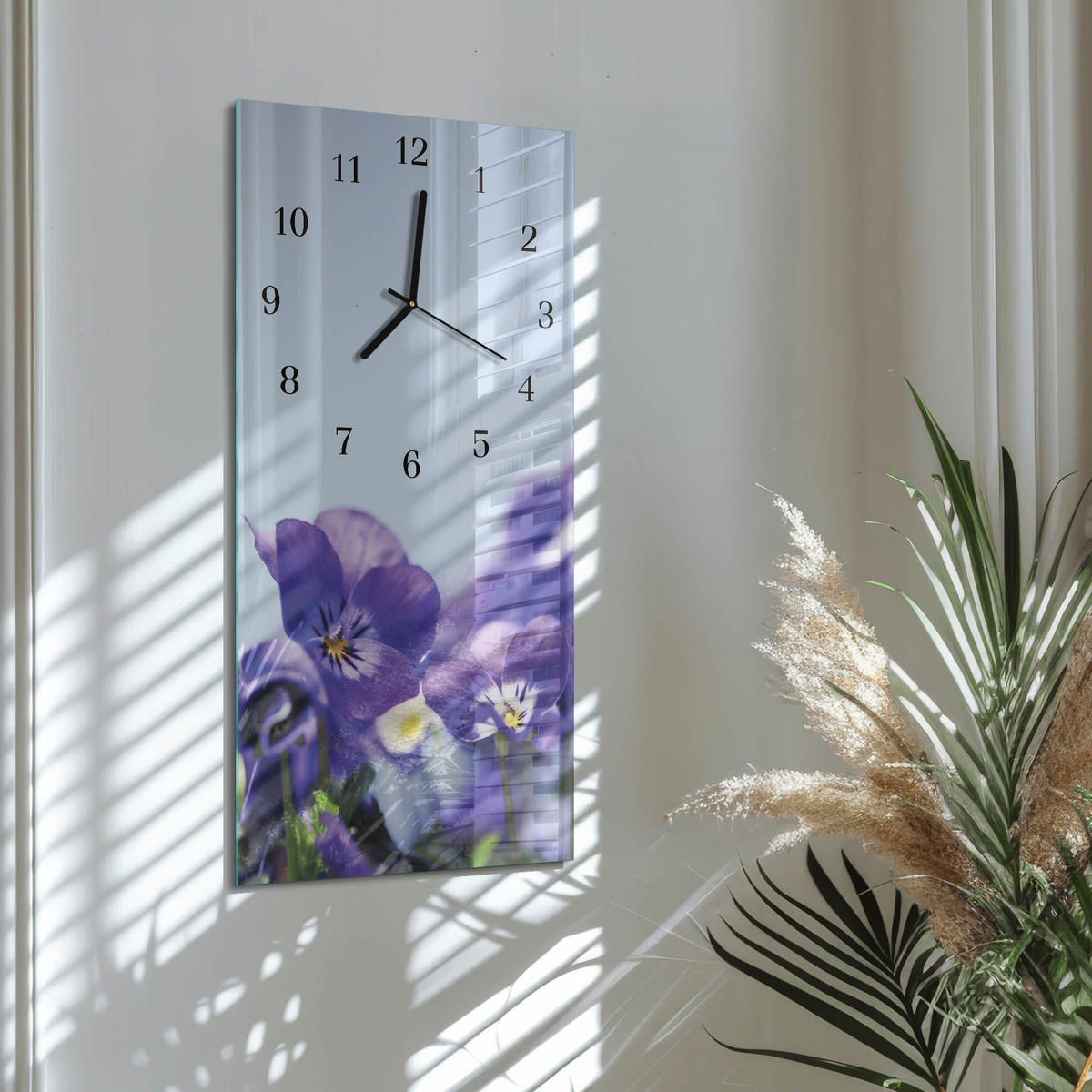 WANDUHR 60x30 cm - Paris - Lila, Glas (30/60/0.4cm) - TULUP