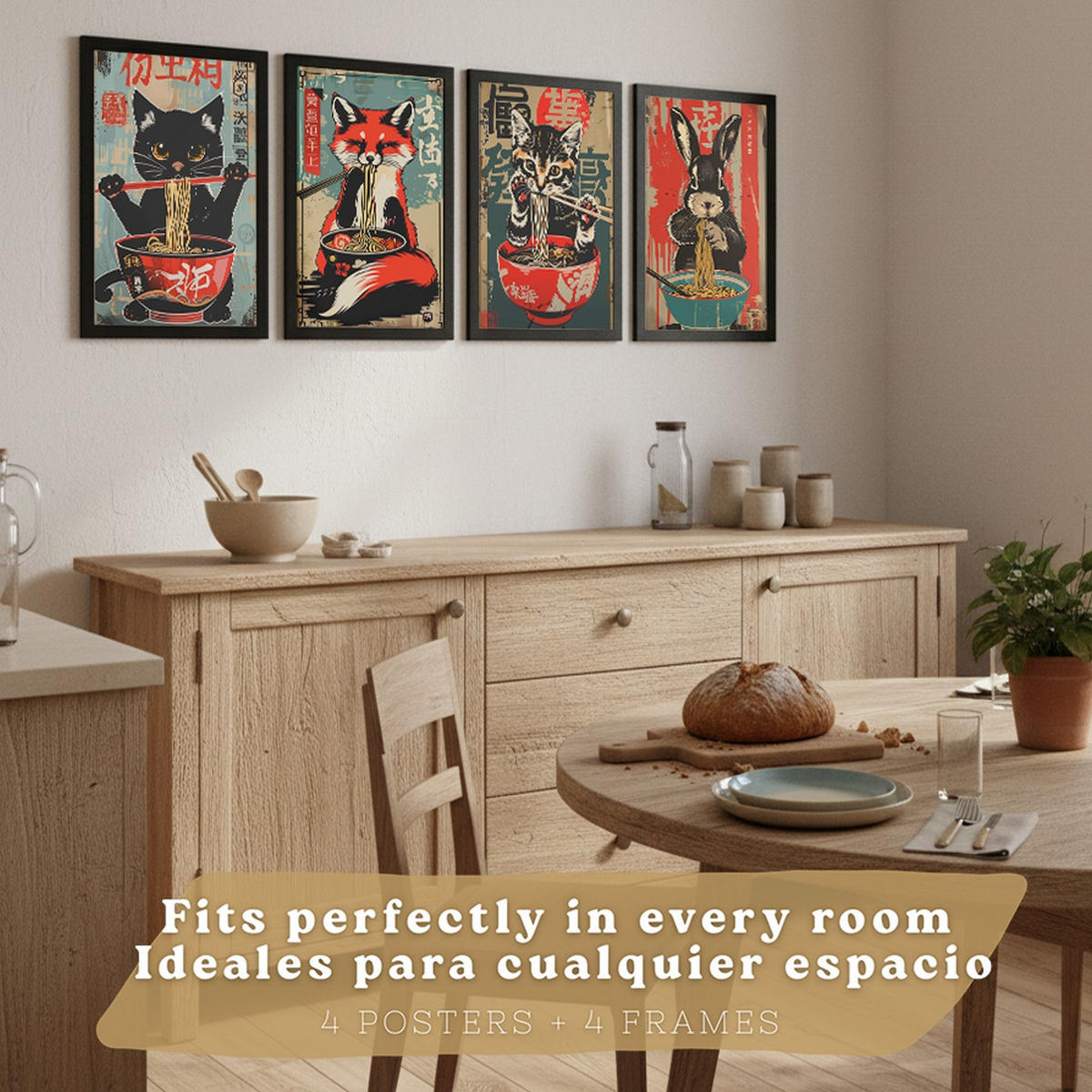 PLAKAT Sada 4 Sada ramen po čtyřech A3 Černý rám - černá, papír (29.7/1/42cm) - Nacnic