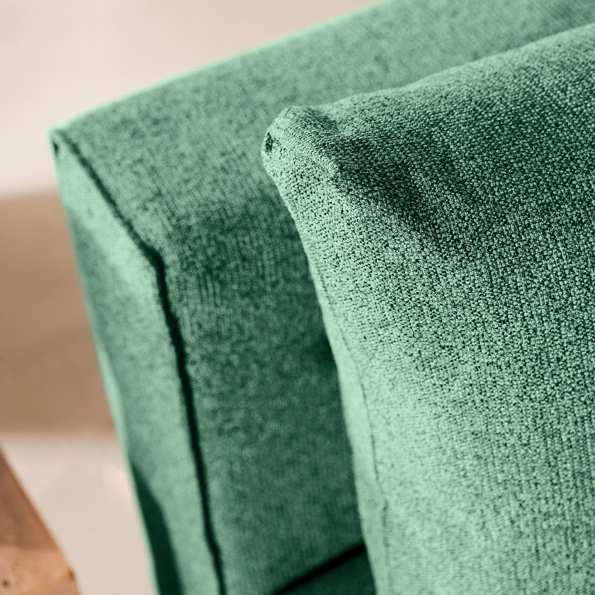 SCHLAFSOFA - Webstoff - Braun/Grün, Holz/Textil (200/86/102cm) - home24